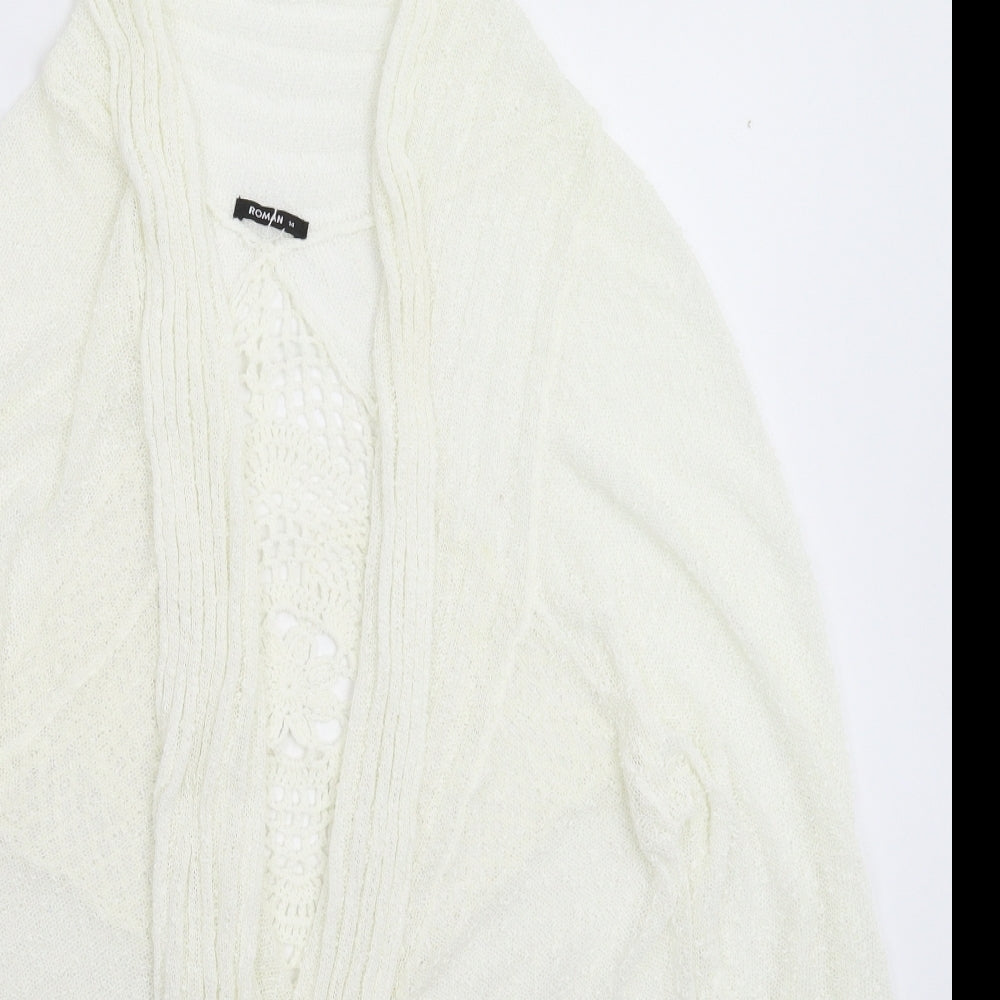 Roman Womens White  Knit Cardigan Jumper Size 14
