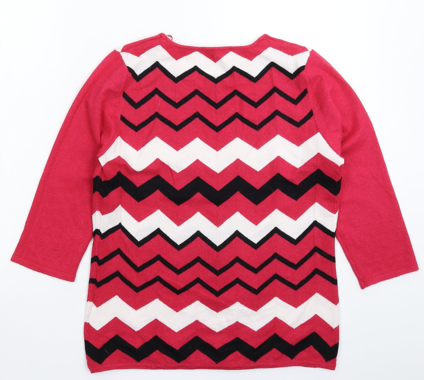 Bonmarché Womens Pink Geometric Knit Pullover Jumper Size 14