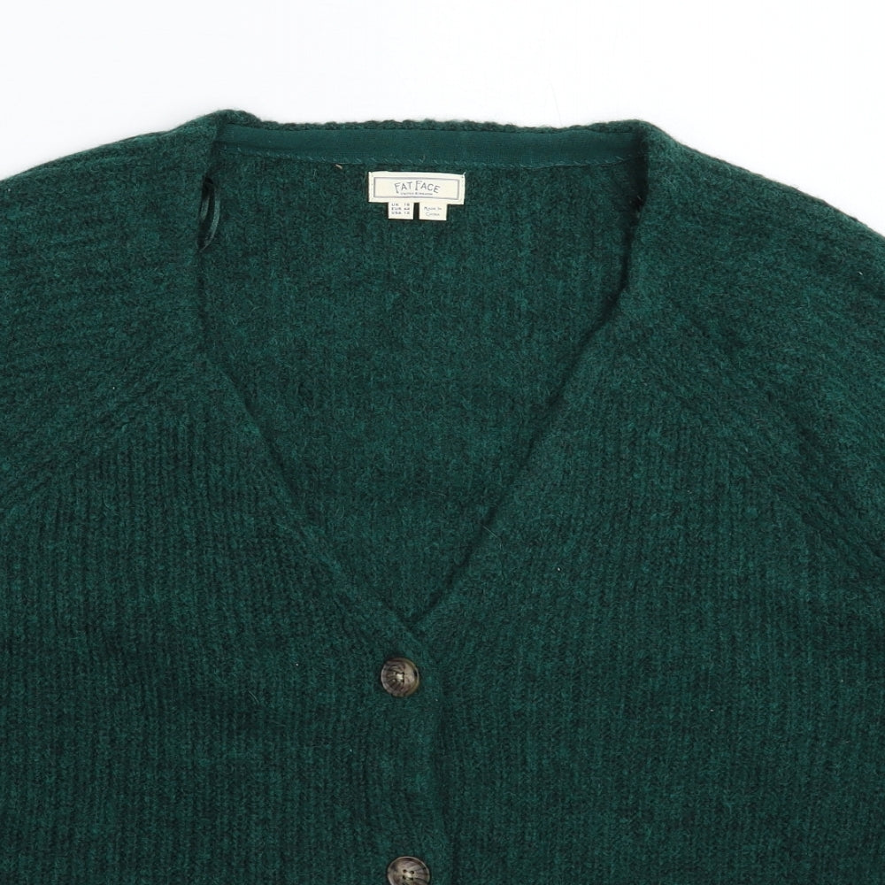 Fat Face Womens Green  Knit Cardigan Jumper Size 16