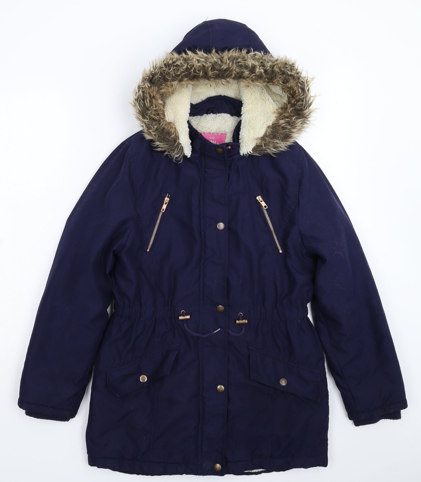 George Girls Blue   Parka Coat Size 12-13 Years