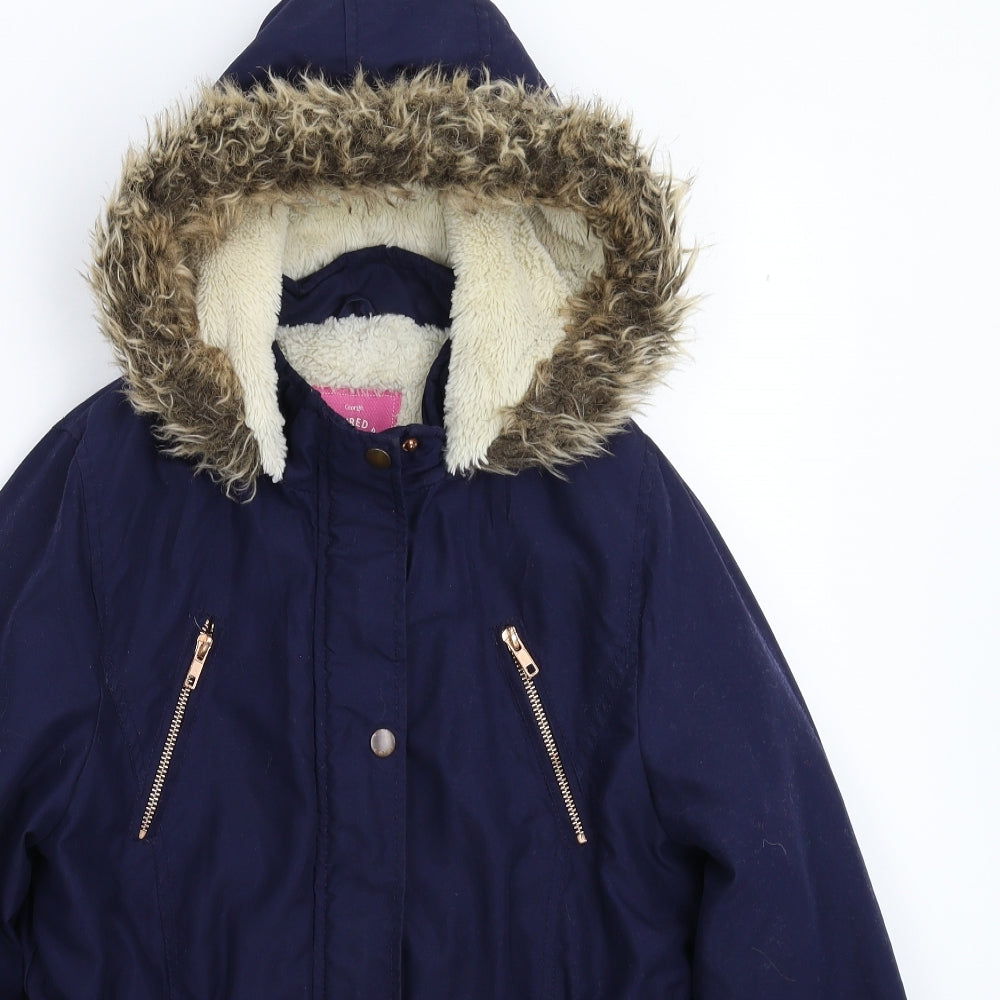 George Girls Blue   Parka Coat Size 12-13 Years