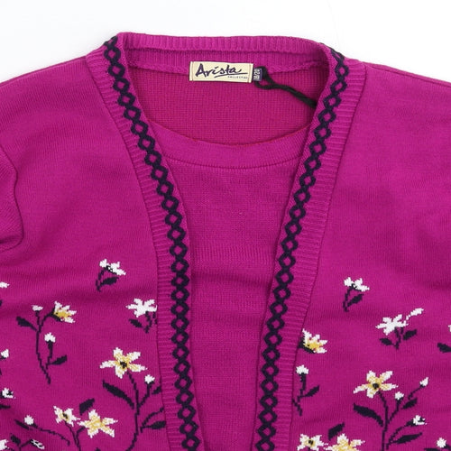 Arista Womens Purple Floral Knit Pullover Jumper Size 20