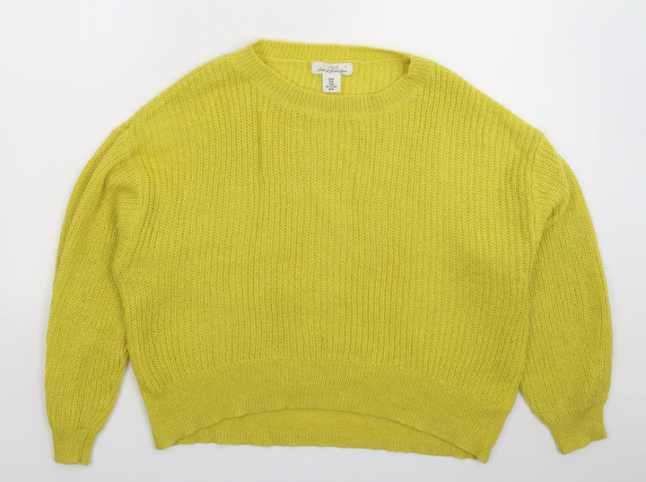 H&M Womens Yellow  Knit Pullover Jumper Size M