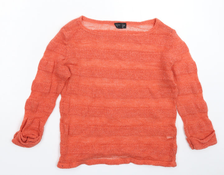 Topshop Womens Orange Knit Pullover Jumper Size 10
