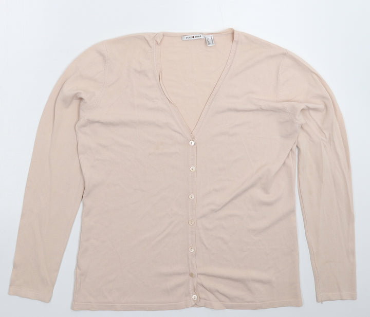 Punt Roma Womens Beige Knit Cardigan Jumper Size M