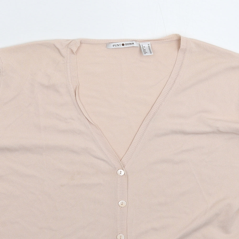 Punt Roma Womens Beige  Knit Cardigan Jumper Size M