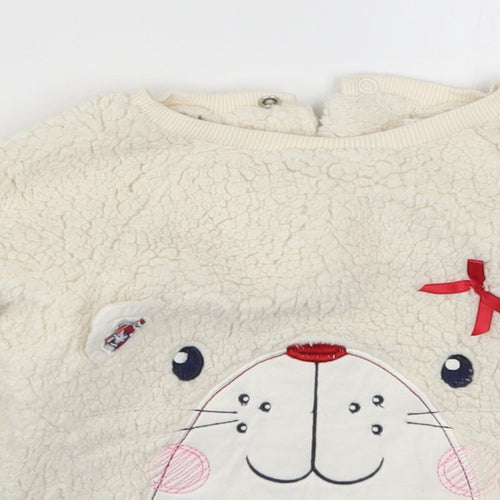 M&Co Girls White   Basic T-Shirt Size 18-24 Months  - Cat
