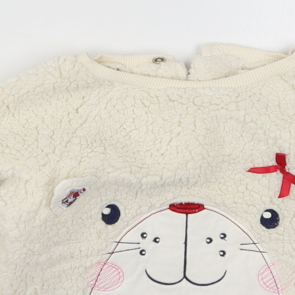 M&Co Girls White   Basic T-Shirt Size 18-24 Months  - Cat