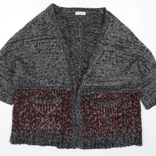 Simple City Womens Grey Geometric Knit Cardigan Jumper Size M