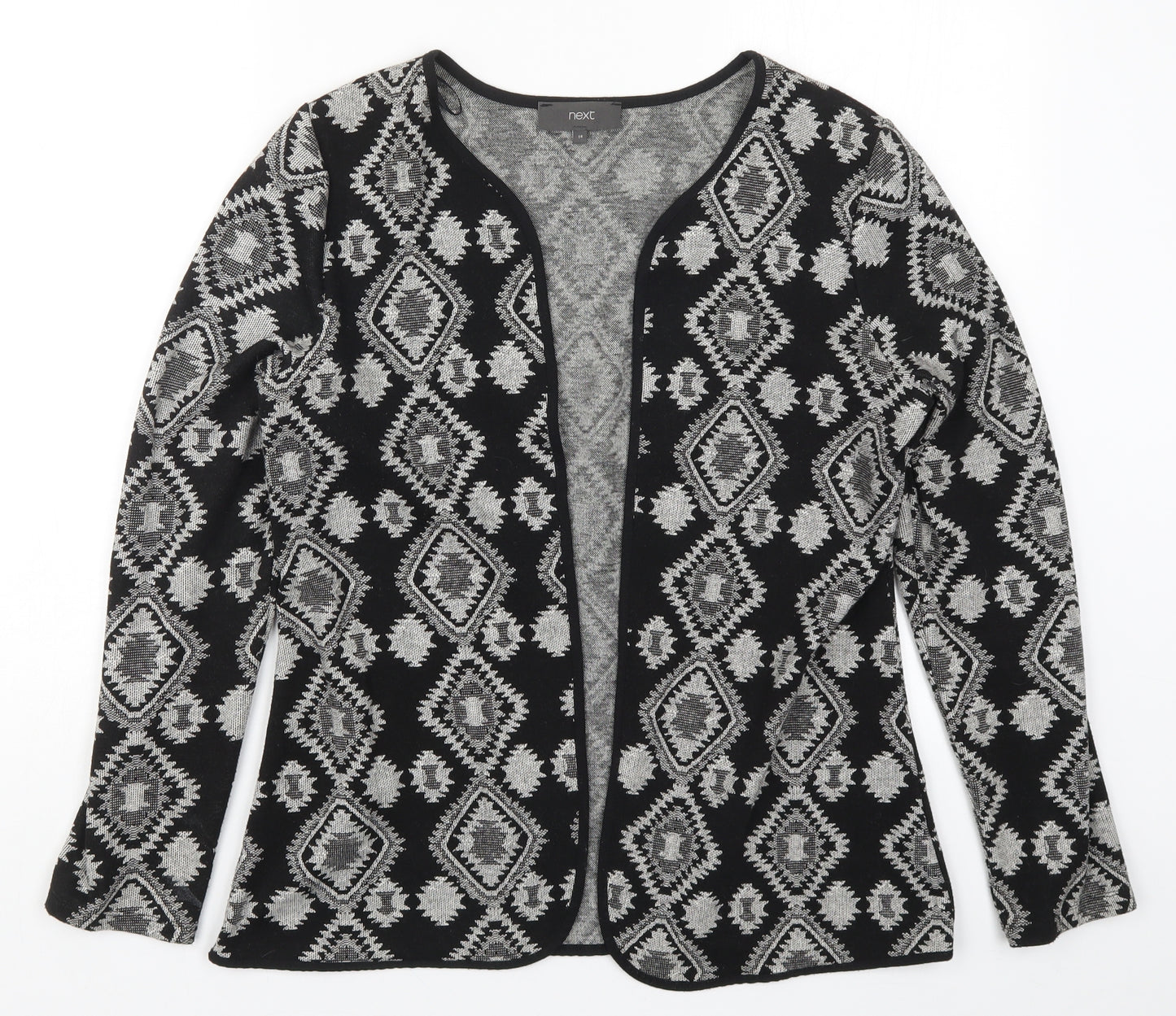 NEXT Womens Black Geometric  Cardigan Jumper Size 14