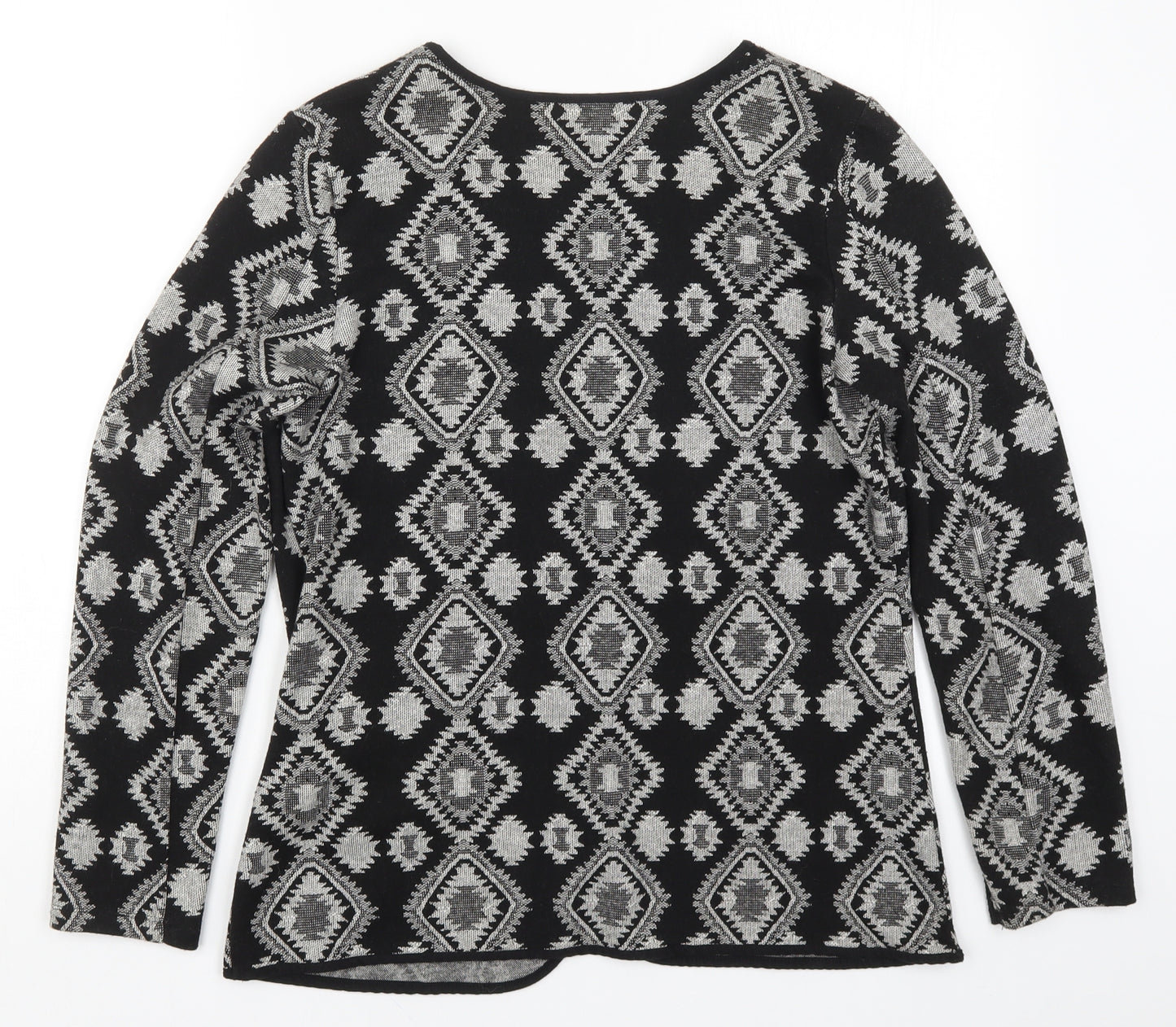 NEXT Womens Black Geometric  Cardigan Jumper Size 14
