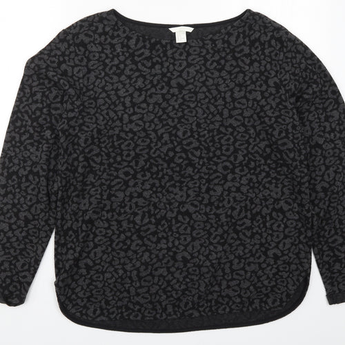H&M Womens Grey Animal Print Knit Pullover Jumper Size M