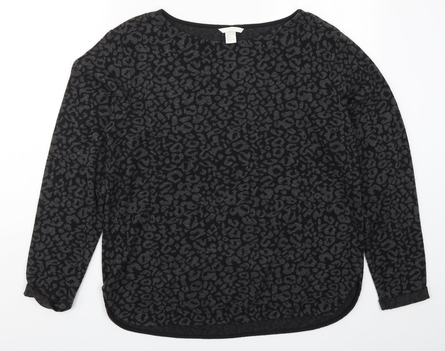 H&M Womens Grey Animal Print Knit Pullover Jumper Size M