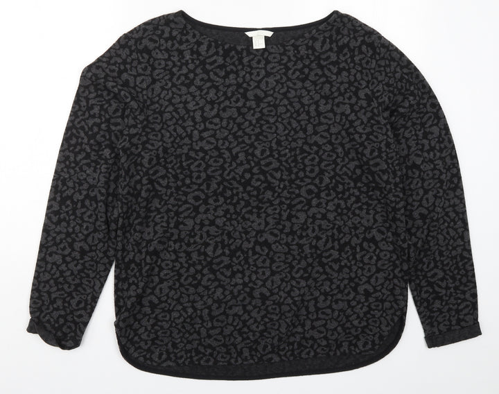 H&M Womens Grey Animal Print Knit Pullover Jumper Size M