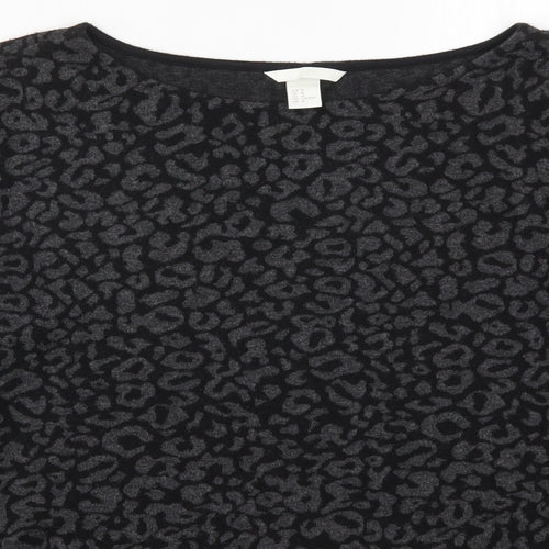 H&M Womens Grey Animal Print Knit Pullover Jumper Size M