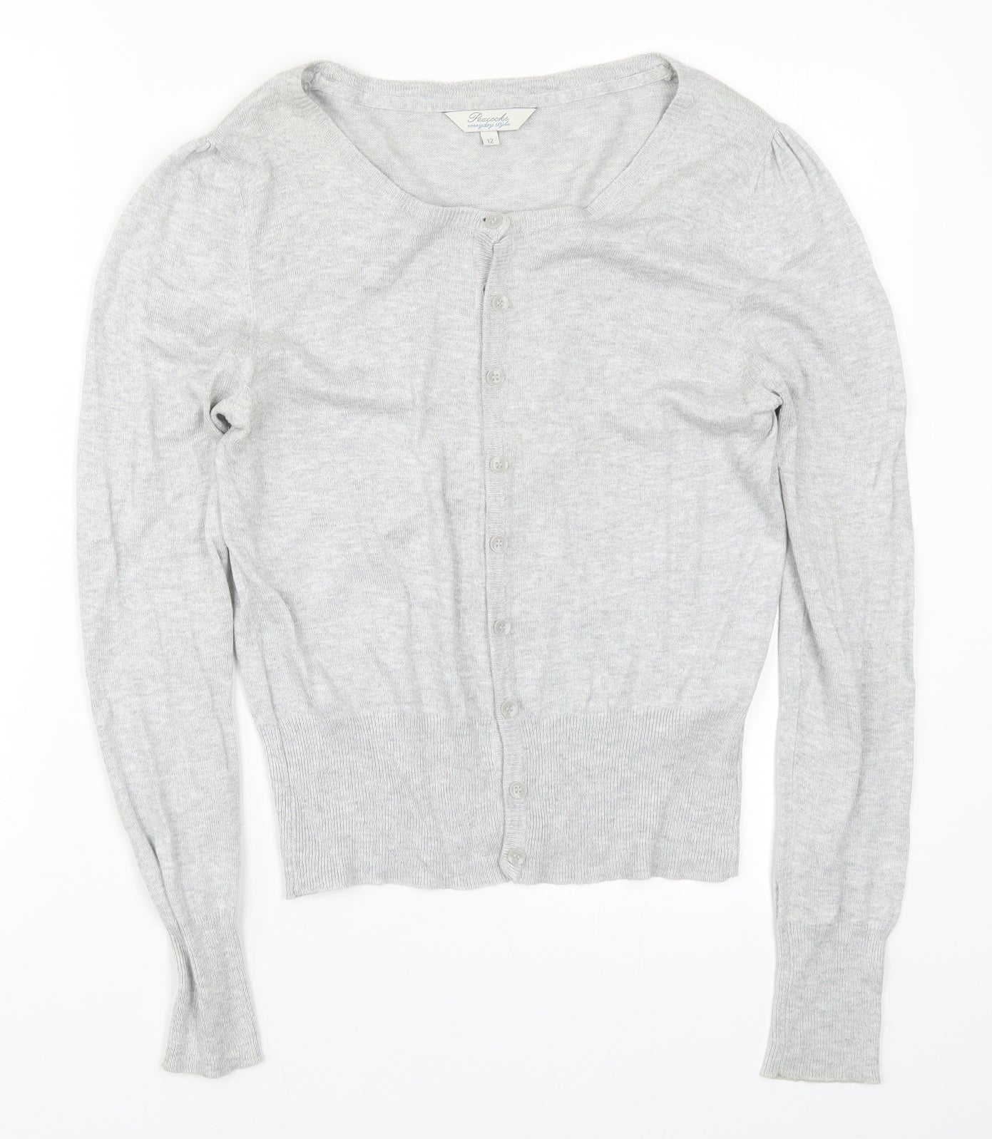 Peacocks Womens Grey  Knit Cardigan Jumper Size 12