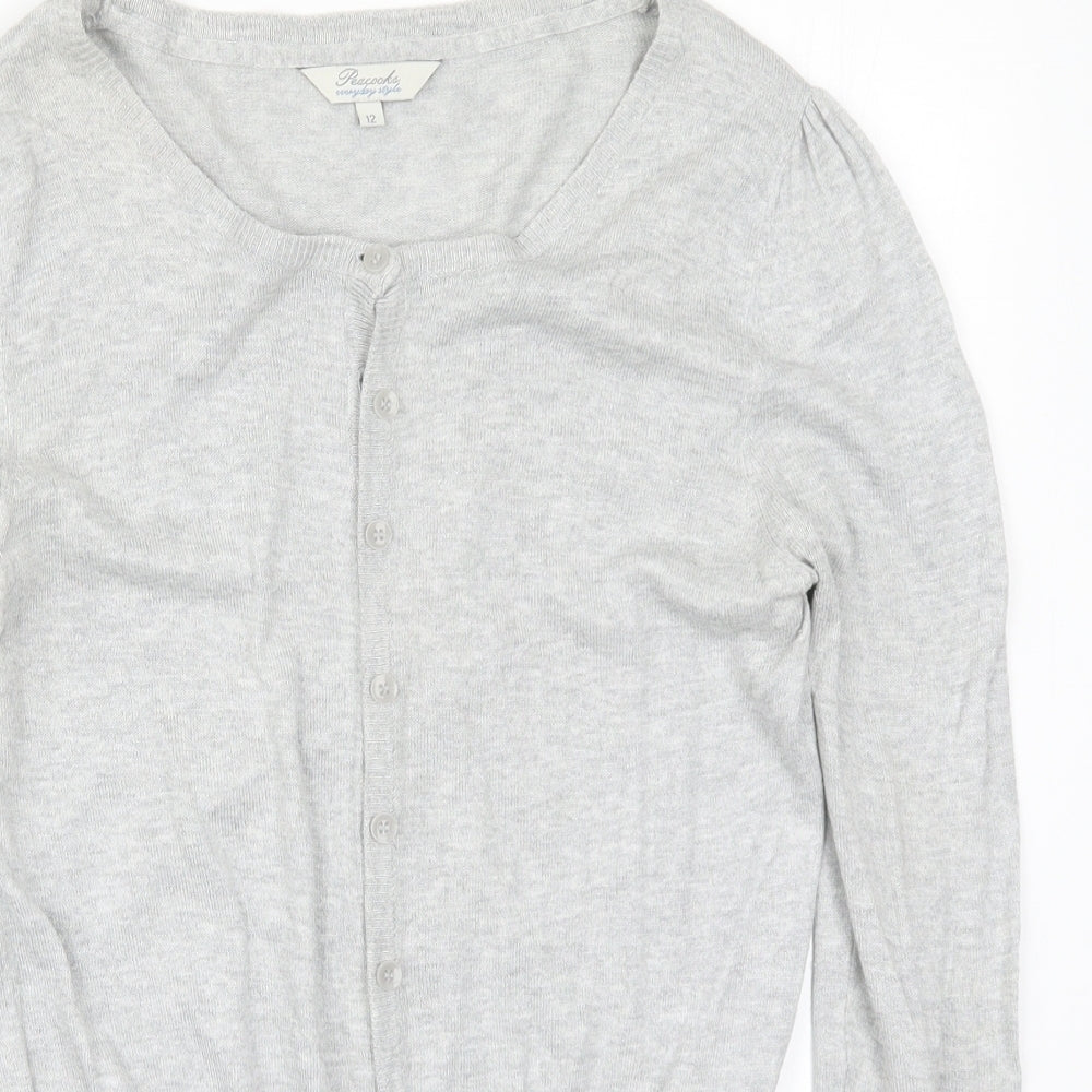 Peacocks Womens Grey  Knit Cardigan Jumper Size 12