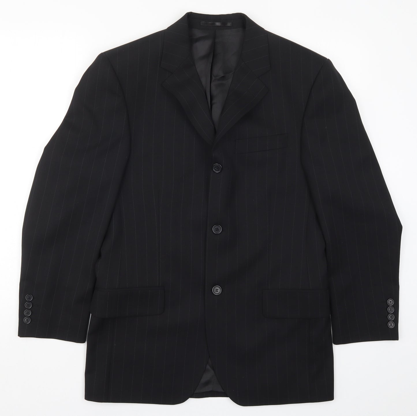 Charlton Gray Mens Black Striped  Jacket Suit Jacket Size 36