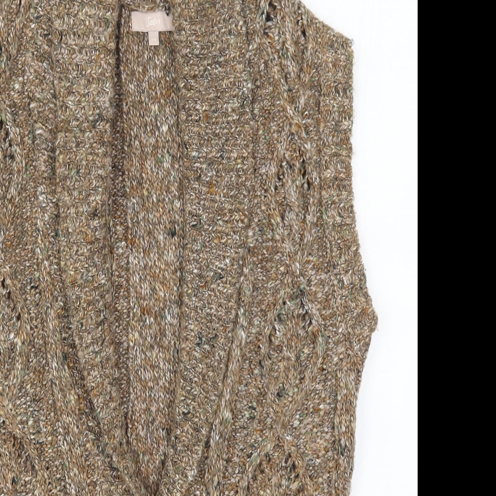 Soon Womens Brown  Knit Cardigan Jumper Size 14