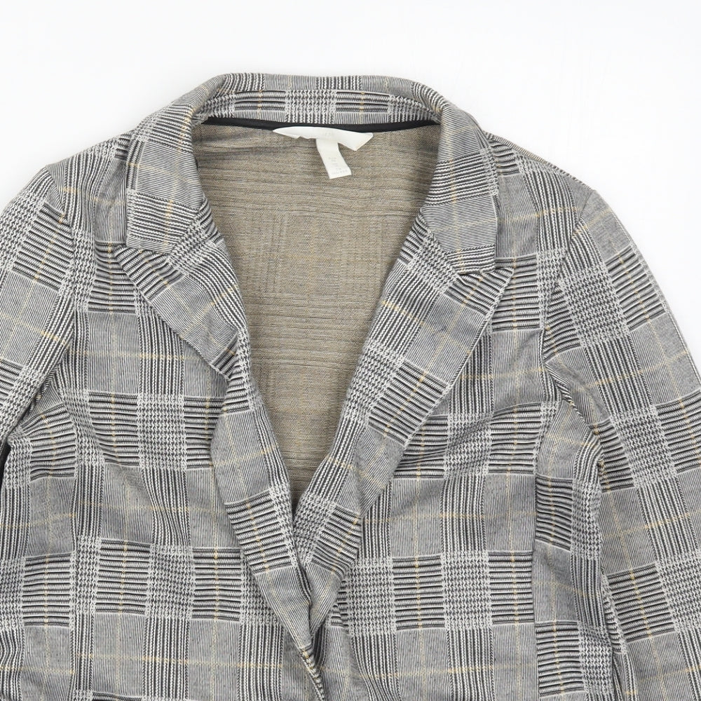 H&M Womens Grey Check  Jacket Blazer Size 10