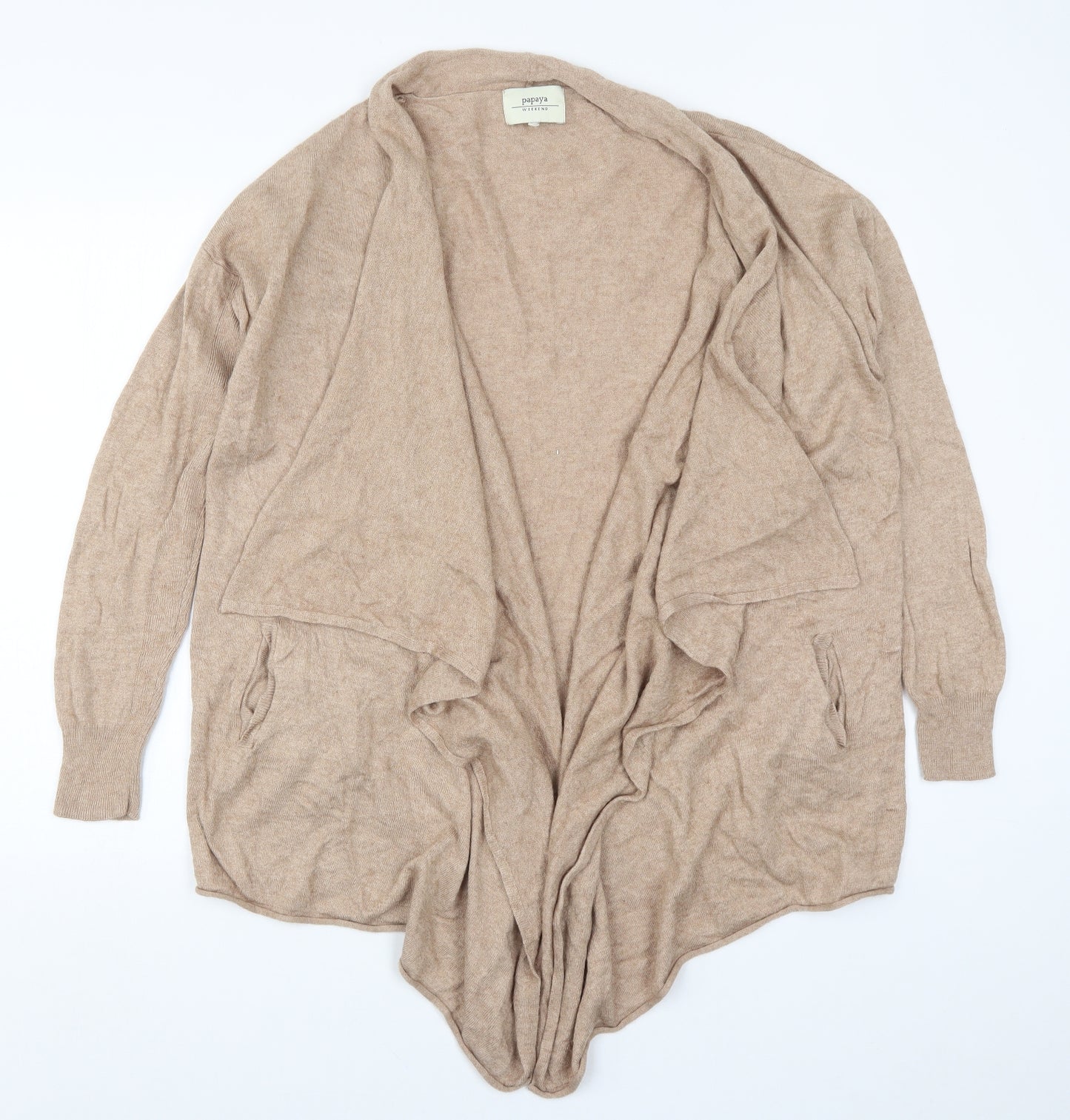 Papaya Womens Beige  Knit Cardigan Jumper Size L