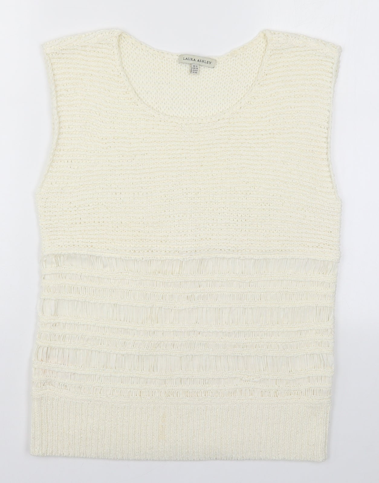 Laura Ashley Womens Ivory  Knit Vest Jumper Size 12