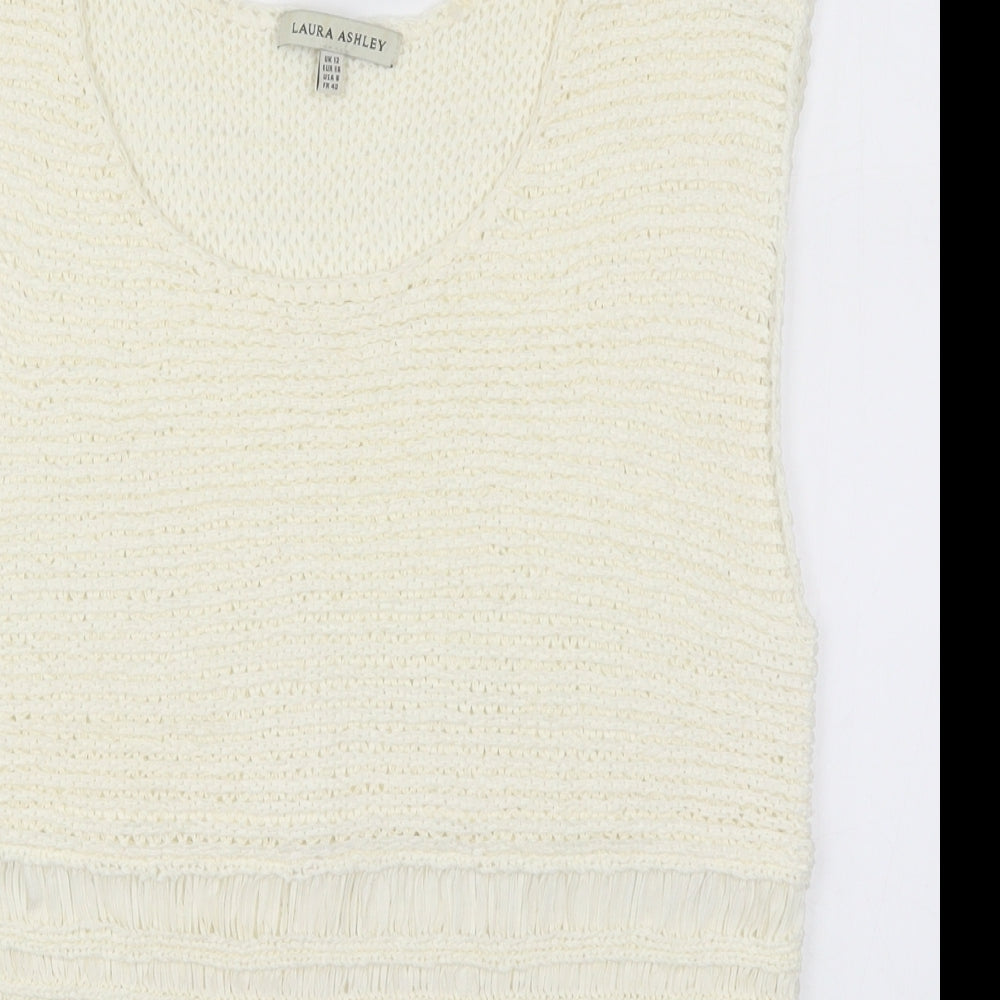 Laura Ashley Womens Ivory  Knit Vest Jumper Size 12