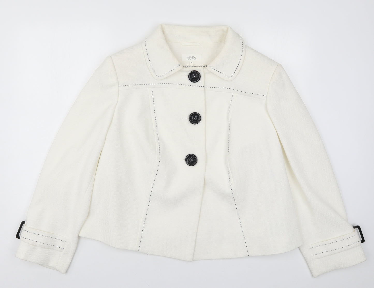 Marks and Spencer Womens White   Pea Coat Coat Size 20