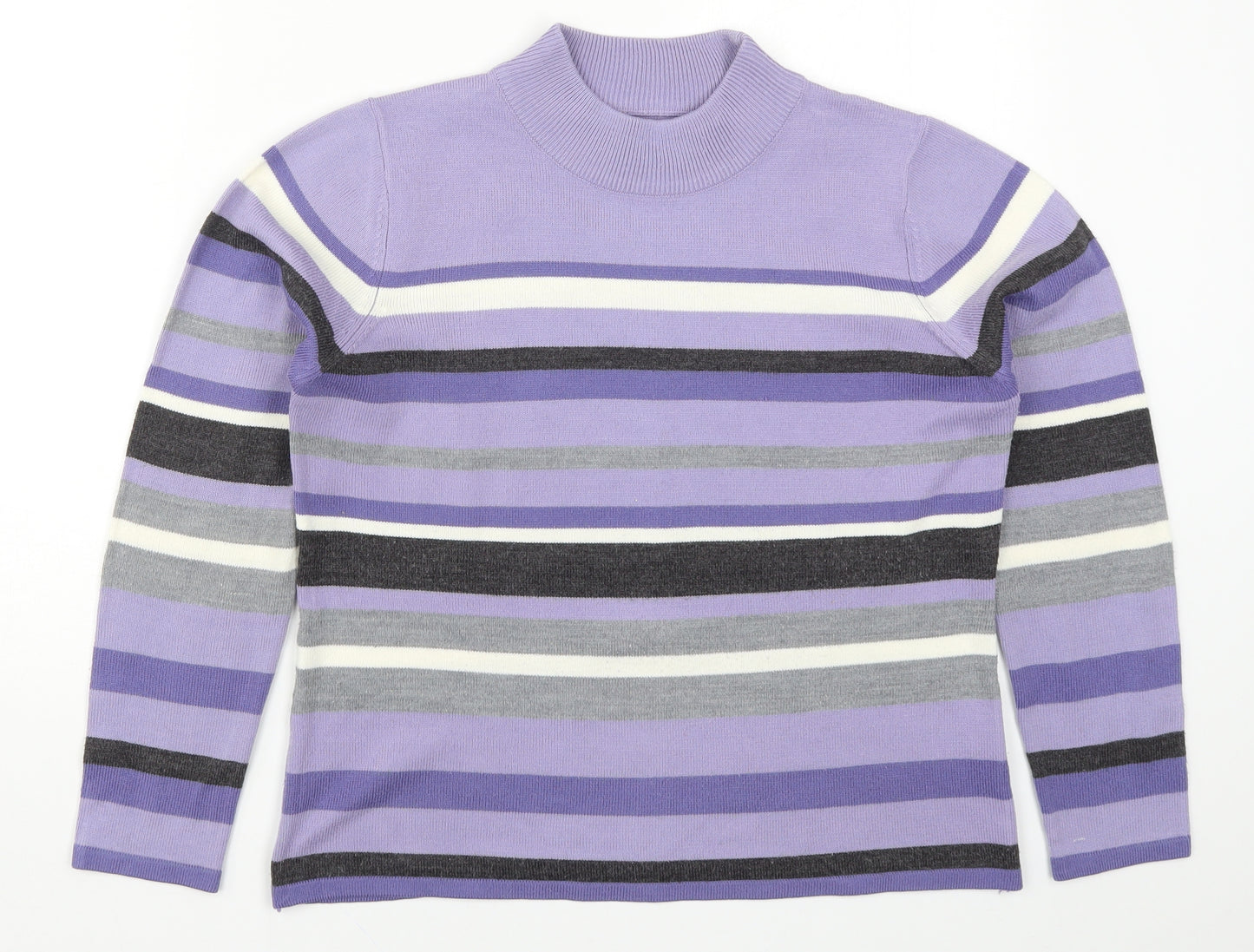 Bonmarché Womens Purple Striped Knit Pullover Jumper Size XS