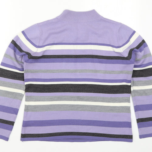 Bonmarché Womens Purple Striped Knit Pullover Jumper Size XS