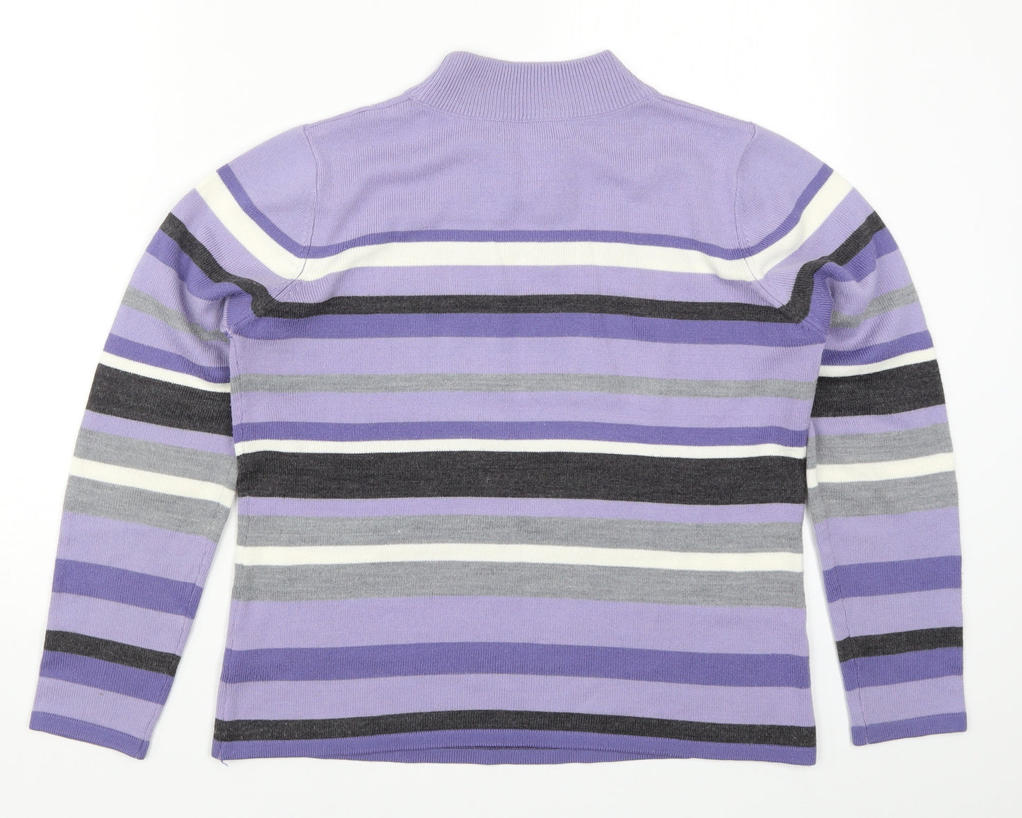 Bonmarché Womens Purple Striped Knit Pullover Jumper Size XS