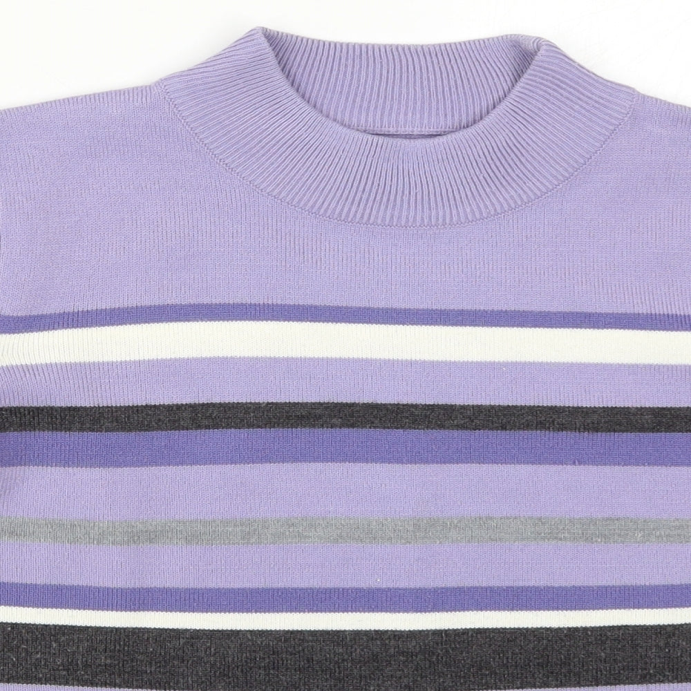 Bonmarché Womens Purple Striped Knit Pullover Jumper Size XS