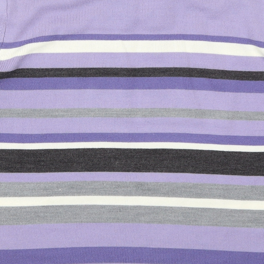 Bonmarché Womens Purple Striped Knit Pullover Jumper Size XS