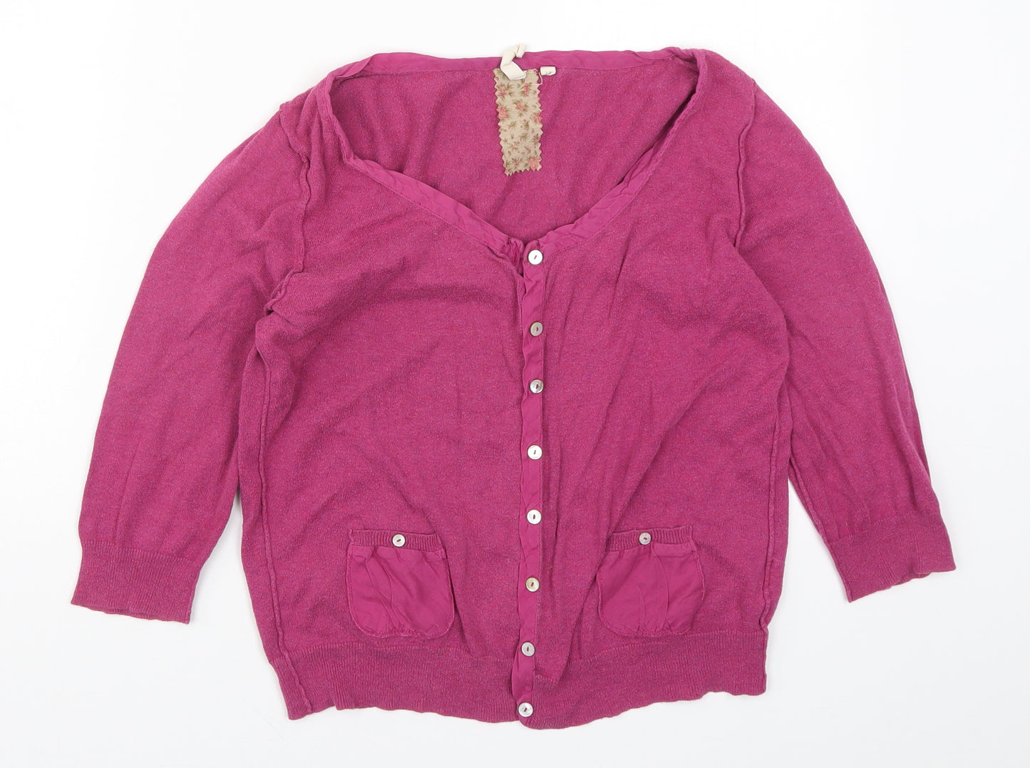 White Stuff Womens Pink  Knit Cardigan Jumper Size 14