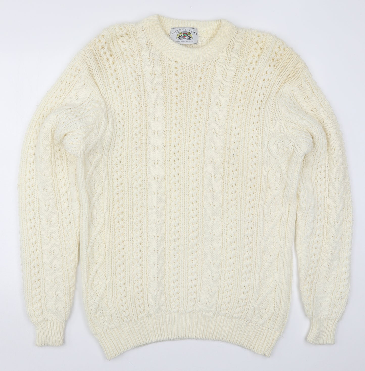 Taylor & Butler Mens Ivory  Knit Pullover Jumper Size L  - Cream Coloured