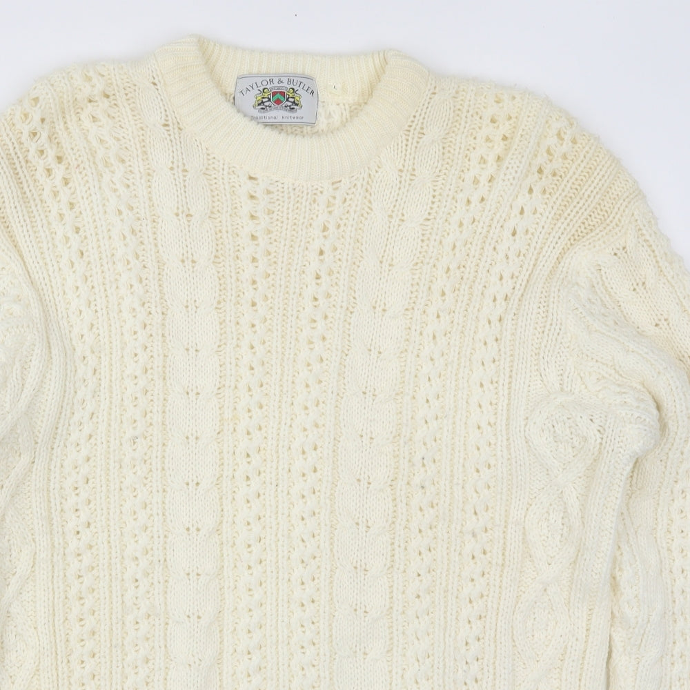 Taylor & Butler Mens Ivory  Knit Pullover Jumper Size L  - Cream Coloured