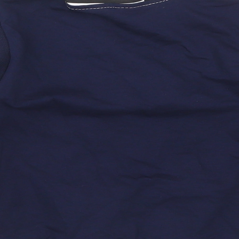Preworn Boys Blue Check  Basic T-Shirt Size 3-6 Months  - Top Hat and Moustache