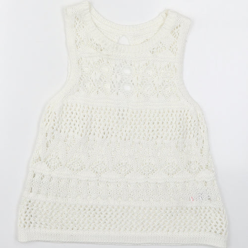 NEXT Womens White  Knit Vest Jumper Size 6