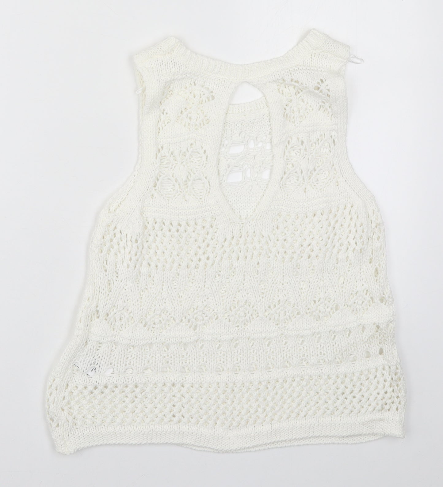 NEXT Womens White  Knit Vest Jumper Size 6
