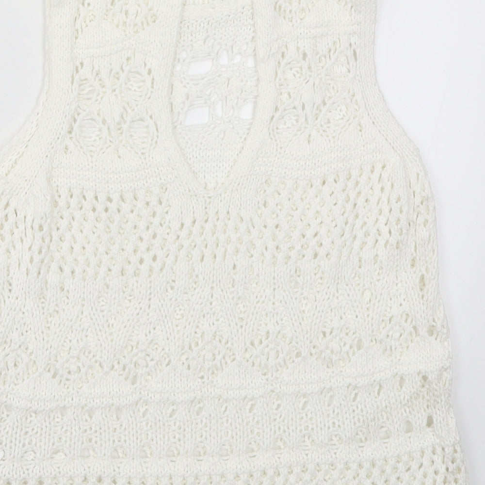 NEXT Womens White  Knit Vest Jumper Size 6