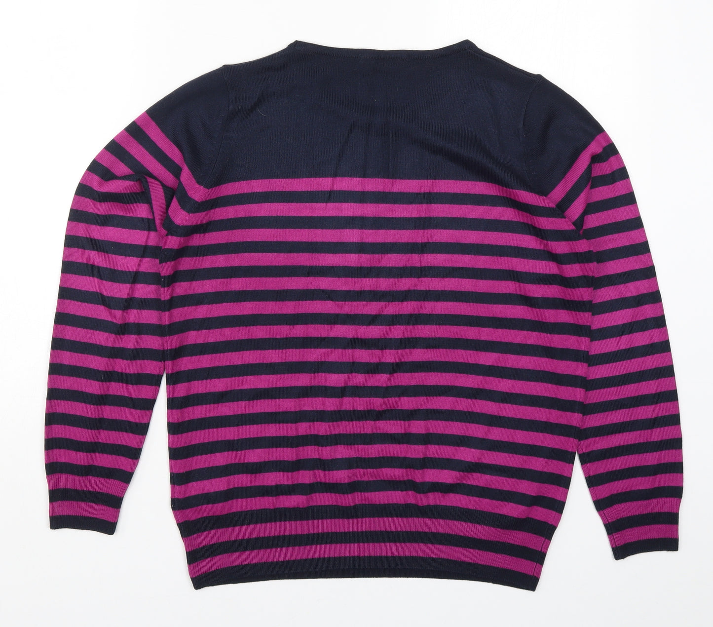 Marks and Spencer Womens Pink Striped Knit Pullover Jumper Size 14