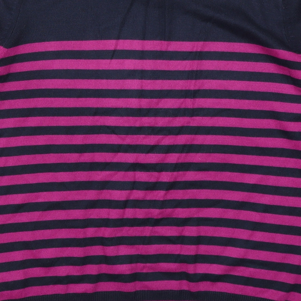 Marks and Spencer Womens Pink Striped Knit Pullover Jumper Size 14