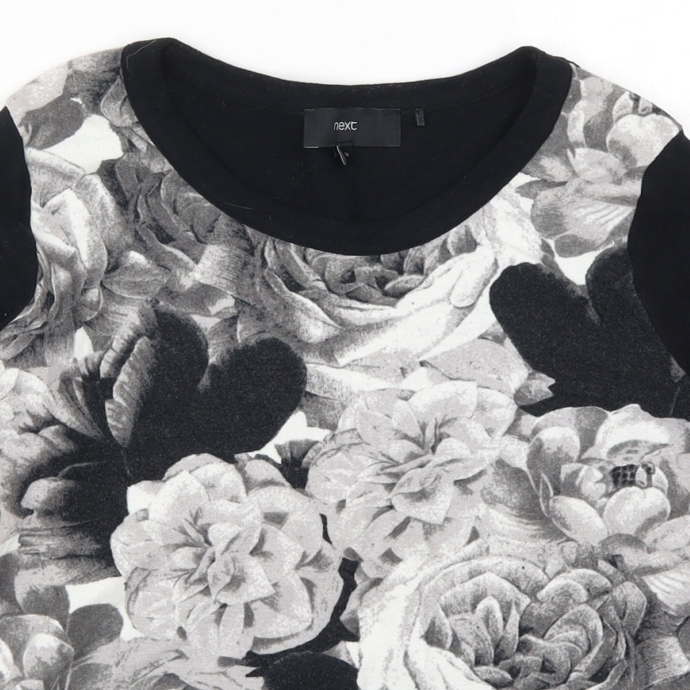 NEXT Womens Black Floral Knit Pullover Jumper Size 14