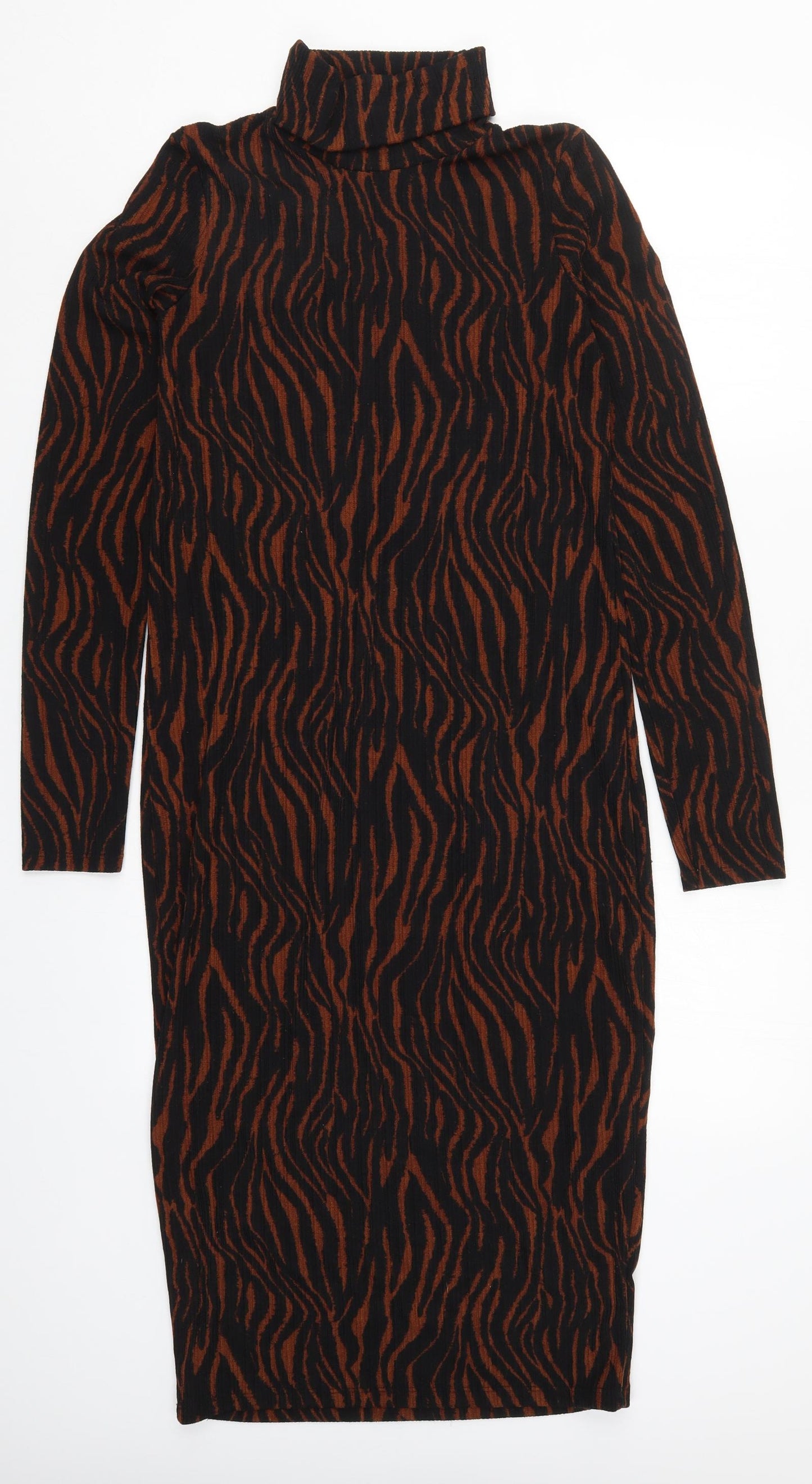 Zara Womens Brown Animal Print  Jumper Dress  Size S