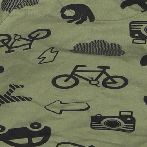 Nutmeg Boys Green   Basic T-Shirt Size 6-9 Months  - Cars Bicycles Planes