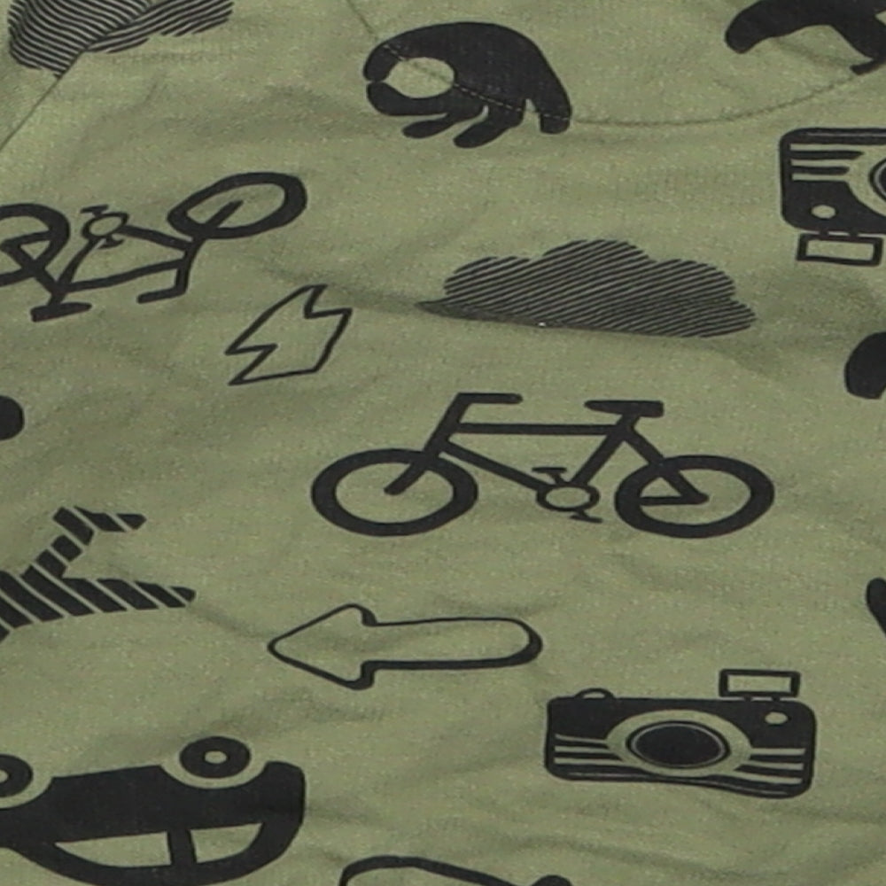 Nutmeg Boys Green   Basic T-Shirt Size 6-9 Months  - Cars Bicycles Planes