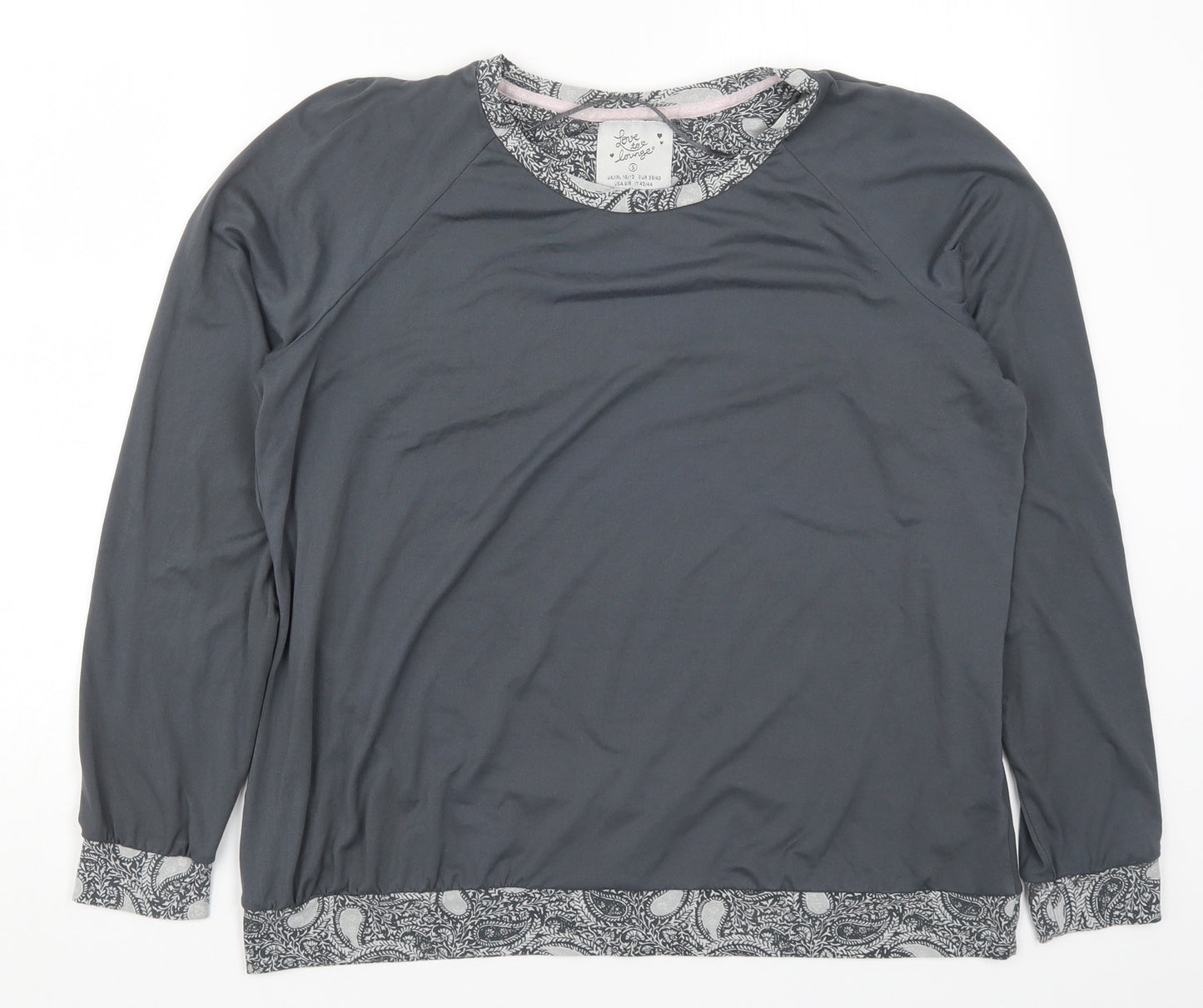Primark Womens Grey Paisley  Top Pyjama Top Size 10