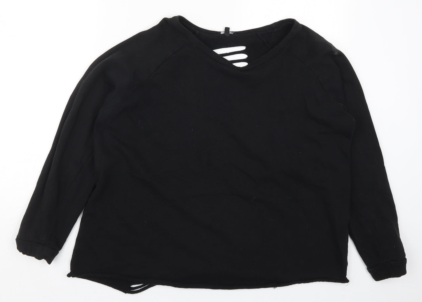 Pep&Co Womens Black   Pullover Sweatshirt Size 16  - Distressed Look