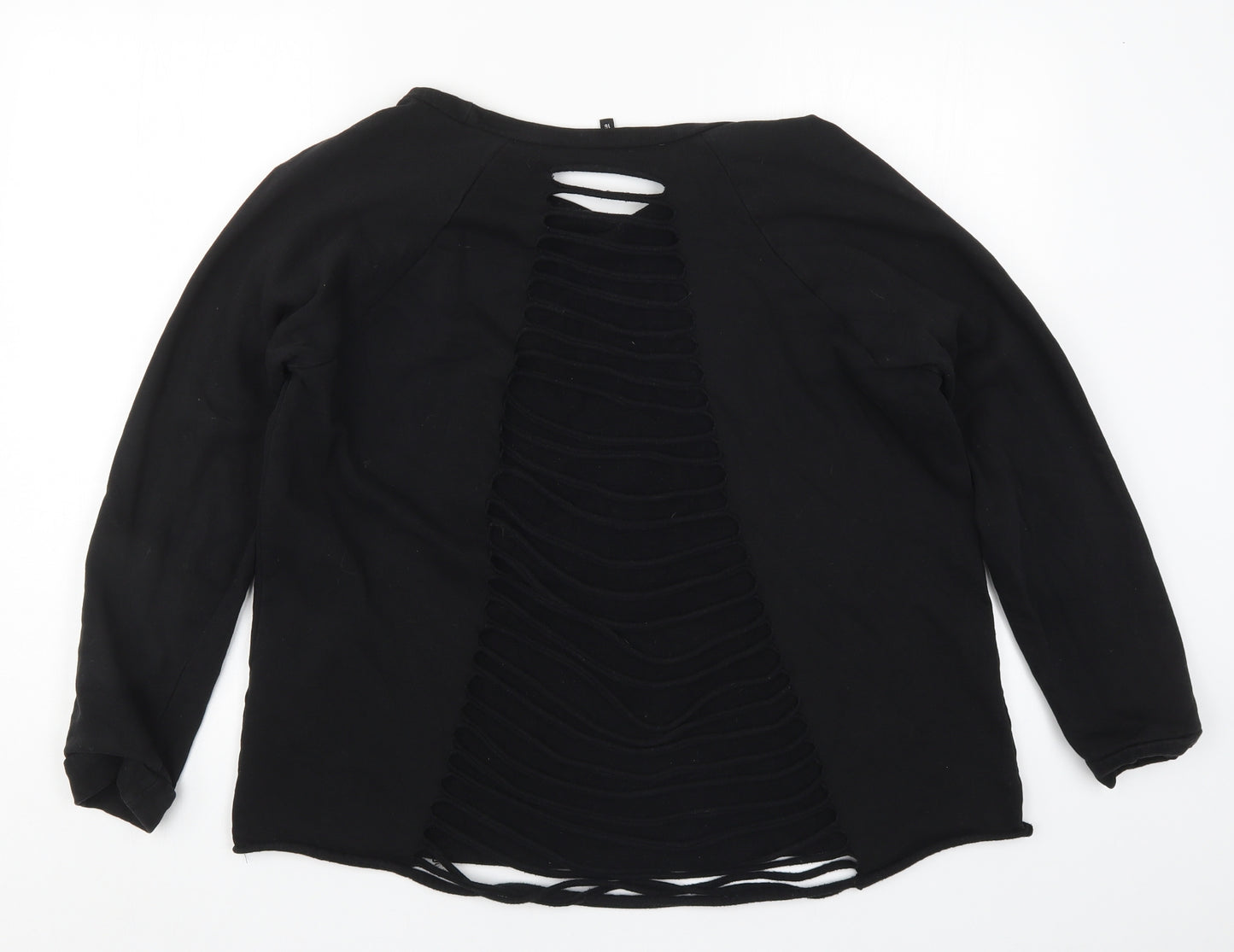 Pep&Co Womens Black   Pullover Sweatshirt Size 16  - Distressed Look