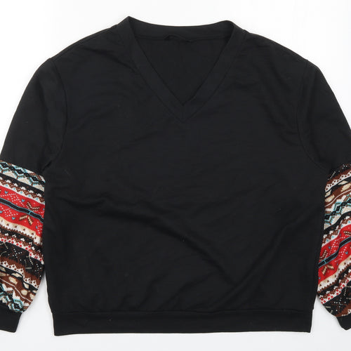 SheIn Womens Black Geometric  Pullover Sweatshirt Size M